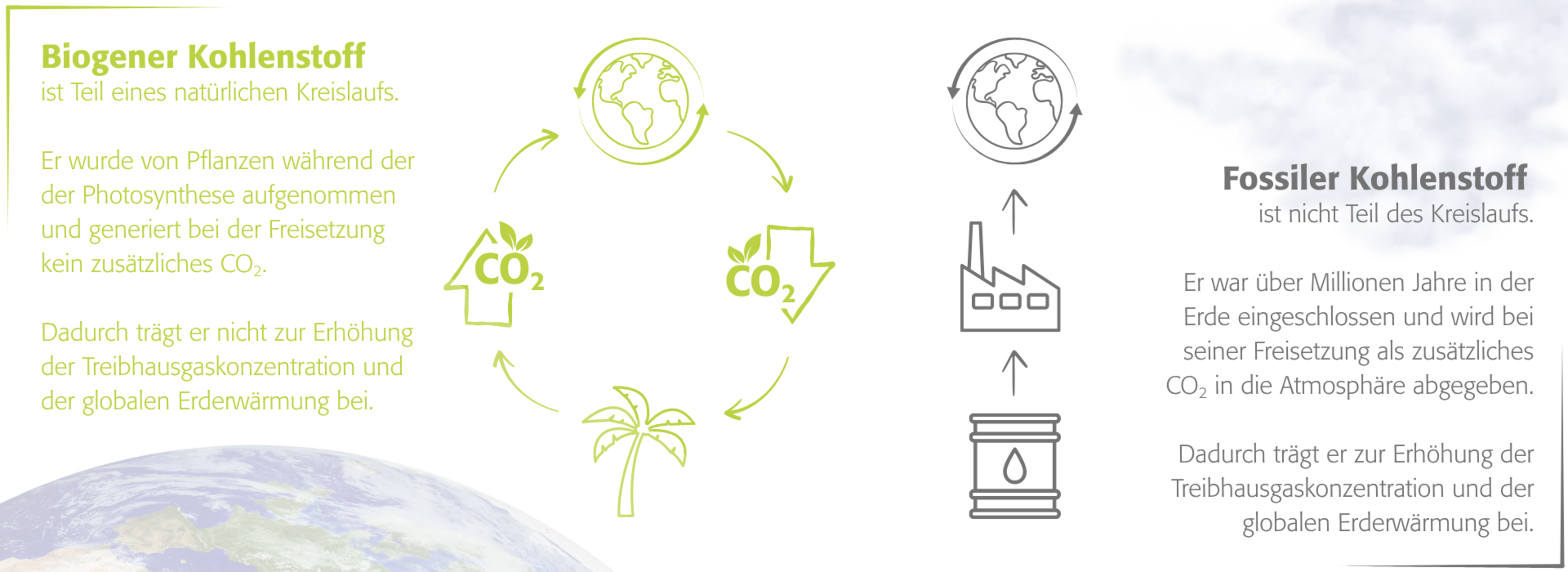 Erläuterung des Unterschiedes von biogenem und fossilem Kohlenstoff für die Kreislaufwirtschaft